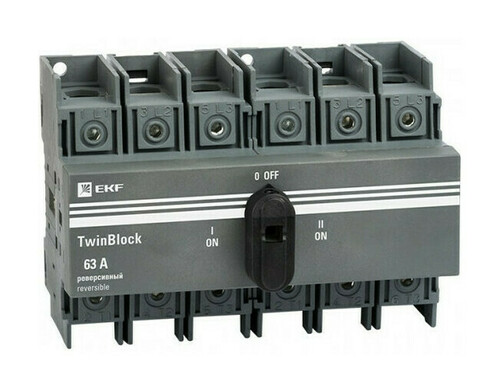 Рубильник  63A 3P реверсивный c рукояткой для прямой установки TwinBlock EKF
