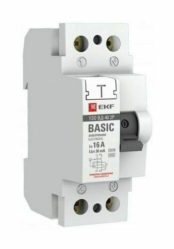 Устройство защитного отключения УЗО ВДТ-40 2P 63А/100мА (электронное) EKF Basic