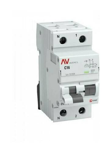 Дифференциальный автомат DVA-6 1P+N 10А (D) 30мА (AC) 6кА EKF AVERES