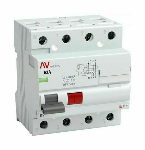 Устройство защитного отключения DV 4P 25А/100мА (AC) EKF AVERES