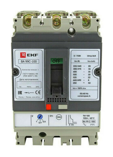 Выключатель автоматический ВА-99C (Compact NS) 100/ 12,5А 3P 36кА EKF PROxima