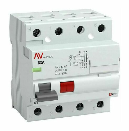 Устройство защитного отключения DV 4P 40А/300мА (S) EKF AVERES