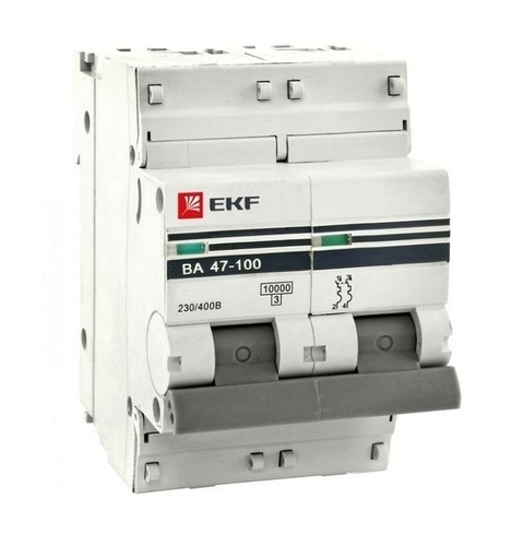 Автоматический выключатель 2P 63А (C) 10kA ВА 47-100 EKF PROxima