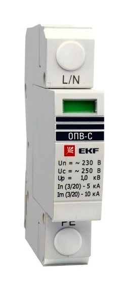 Ограничитель импульсных напряжений ОПВ-C/1P In 20кА 400В с сигн. EKF PROxima 