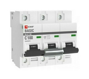 Автоматический выключатель 3P 100А (C) 10kA ВА 47-100 EKF Basic