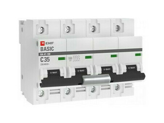 Автоматический выключатель 4P 35А (C) 10kA ВА 47-100 EKF Basic